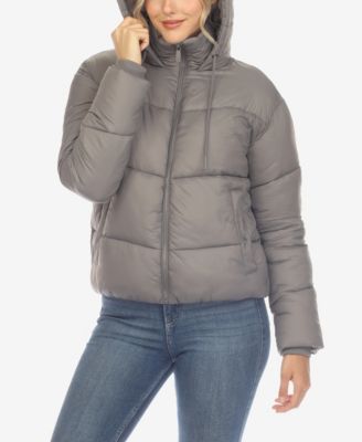 Women's Full Front Zip Hooded Bomber Puffer Jacket