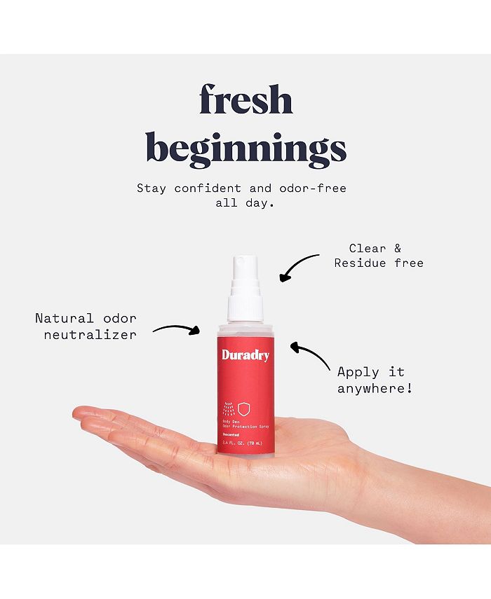 Duradry Body Deodorant Spray Aluminum Free Deodorant, Prevent and