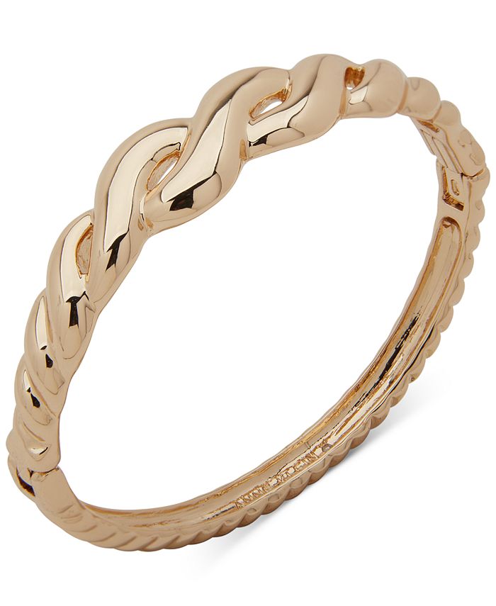Anne Klein Women's Boxed Gold-Tone Twisted Oval Bangle Bracelet - Macy's