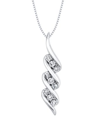 Sirena - Diamond Swirled Pendant Necklace (1/3 ct. t.w.) in 14k White Gold