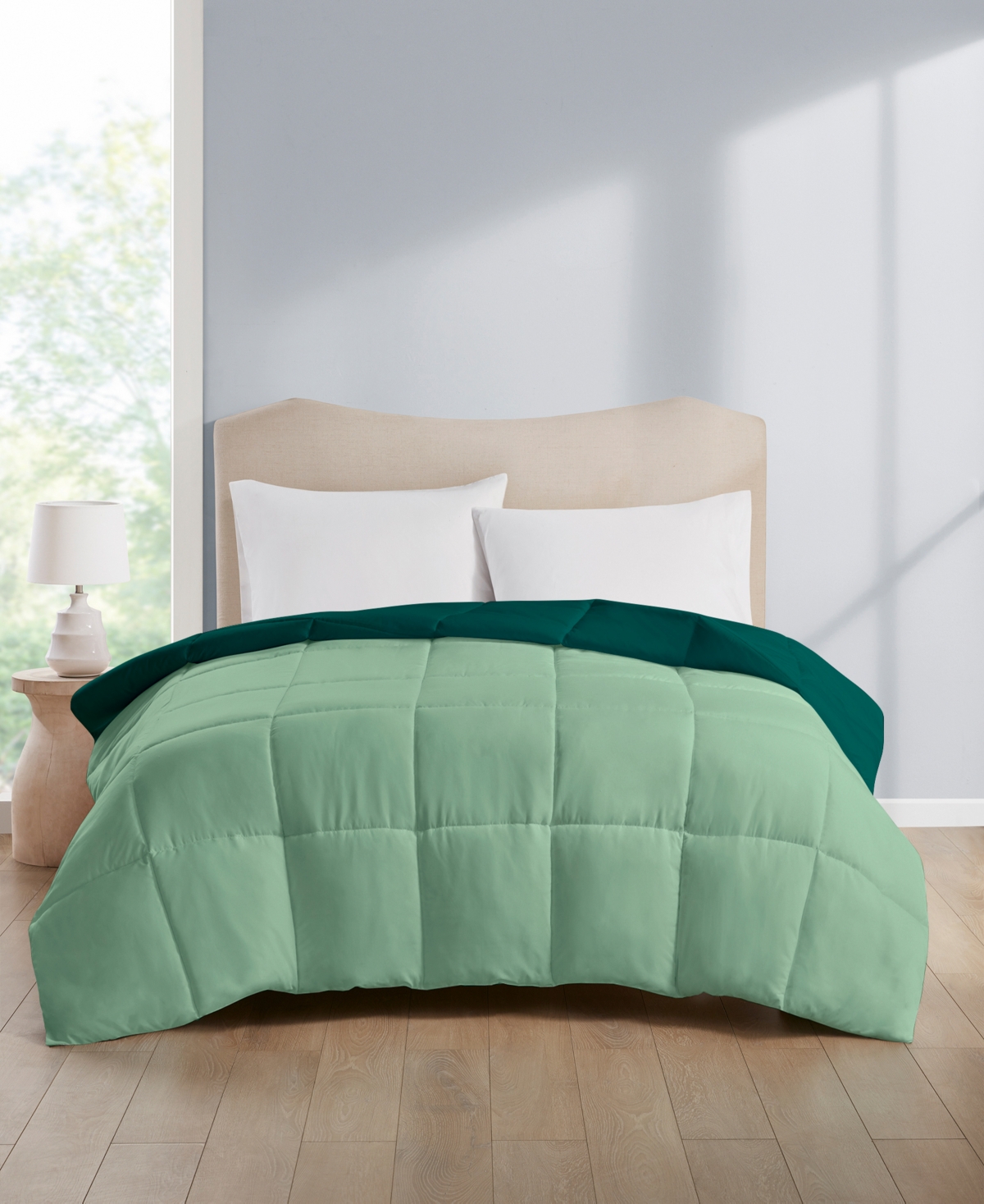 Home Design Lightweight Reversible Down Alternative Microfiber Comforter, Full/queen, Created For Macy's In Green