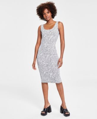 Bar III - Women's Printed Scoop-Neck Sleeveless Jersey Dress