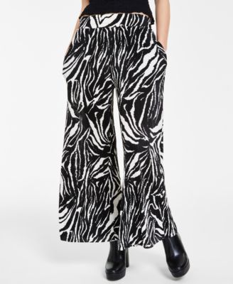 Bar III - Women's Printed Pliss&eacute; Wide-Leg Pants