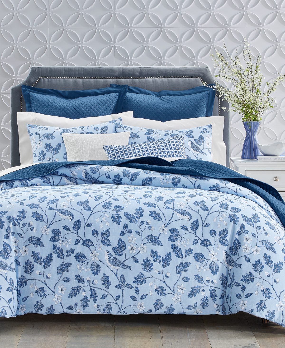 Charter Club Aviary 3-pc. Comforter Set, Full/queen, Created For Macy's In Blue