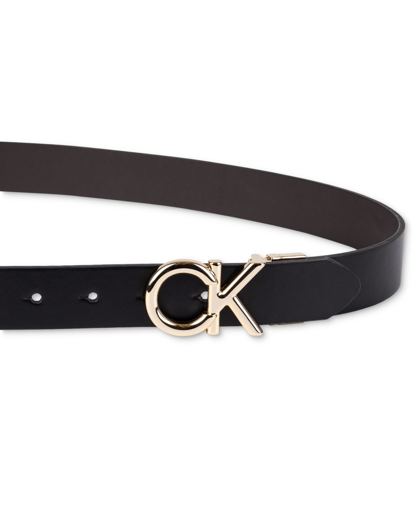 Женский ремень Calvin Klein Reversible Puffed CK Monogram Buckle, цвет: Чёрный / Коричневый — фото 3