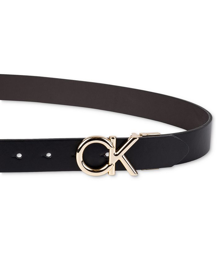 Calvin Klein Women's Reversible Puffed CK Monogram Buckle Belt - Macy's