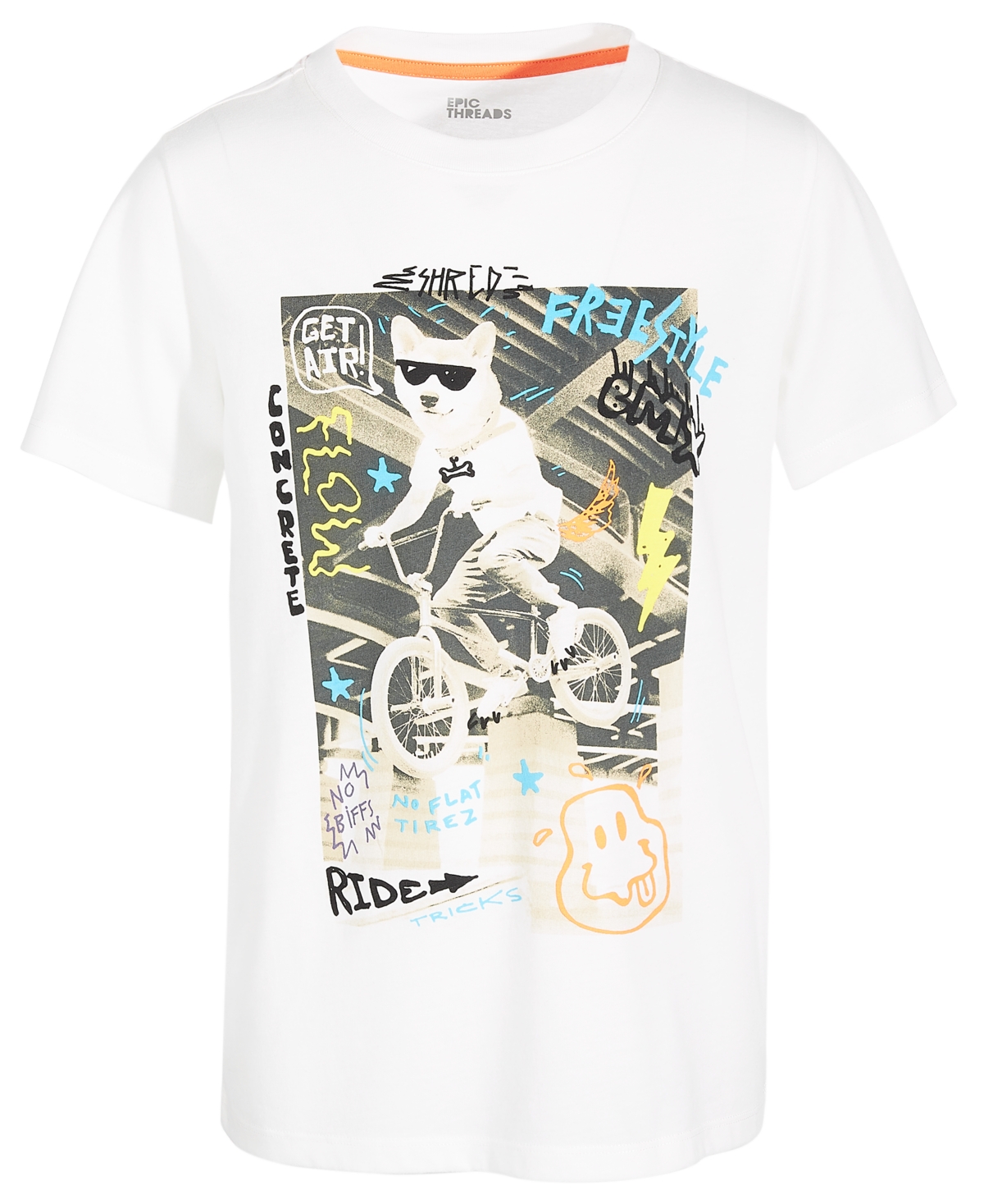 Epic Threads Big Boys Biking Pup Graphic T-shirt, Created For Macy's In Angel White
