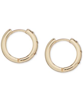 Black Plated Huggie Hoop Earrings For Men & Women | Snap Closure | CZ Pave