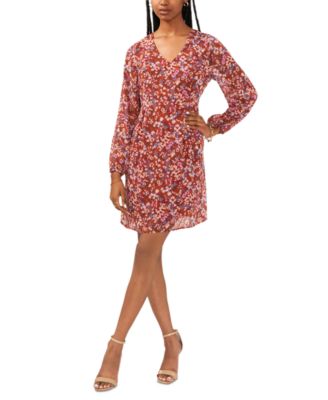 MSK - Women's Floral-Print V-Neck Shift Dress