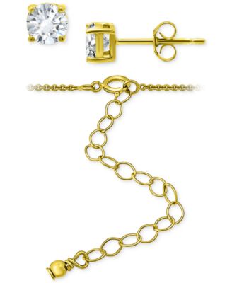 2-Pc. Set Cubic Zirconia Circle Pendant Necklace & Stud Earrings, Created for Macy's