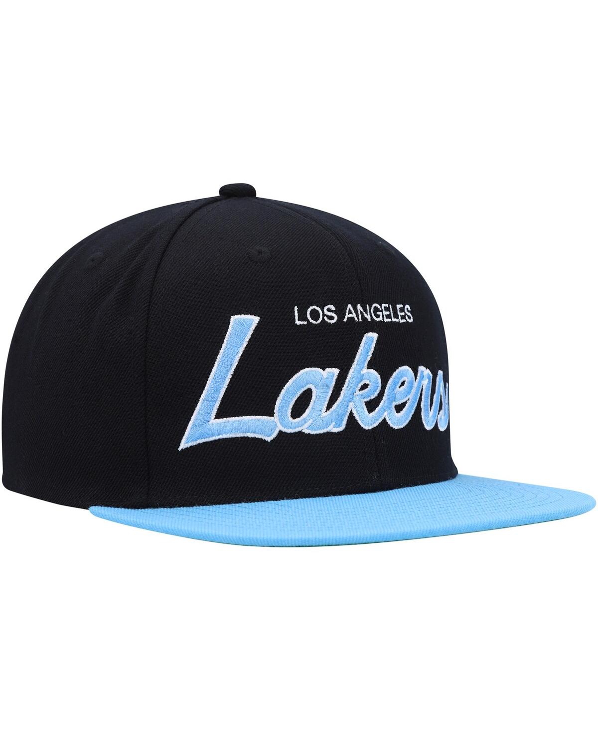 Mitchell & Ness Men's  Black Los Angeles Lakers Hardwood Classics Mvp Team Script 2.0 Snapback Hat In Black