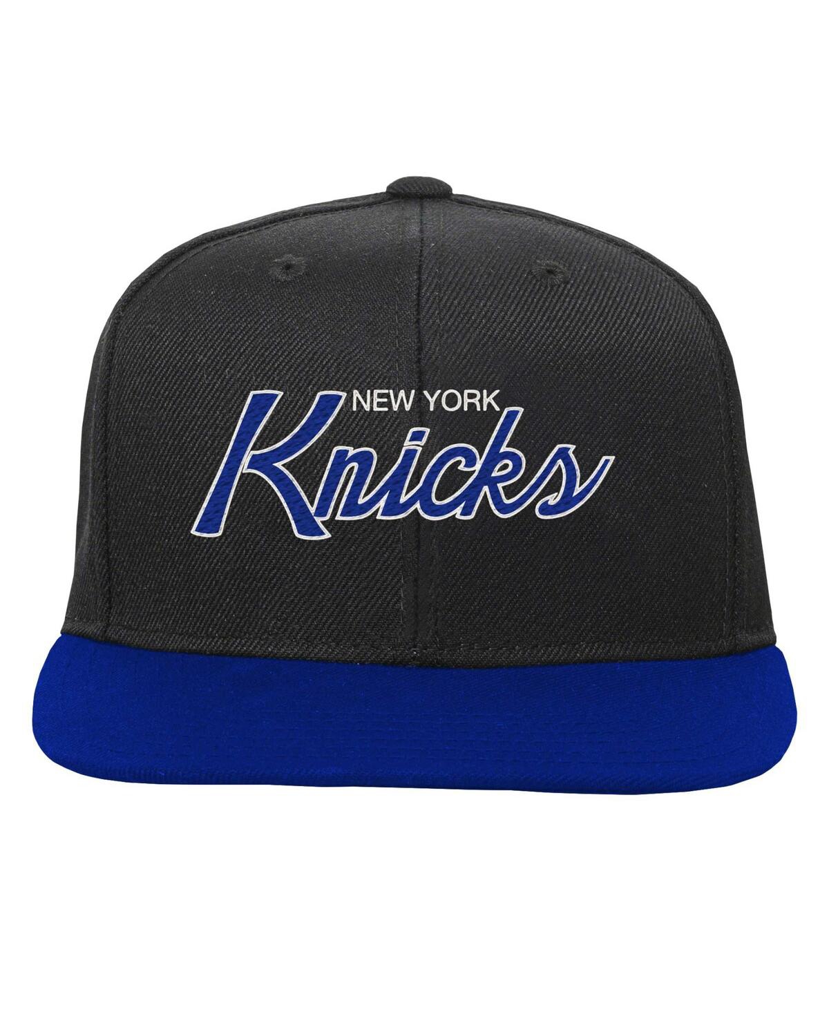 Mitchell & Ness Big Boys And Girls  Black New York Knicks Team Script Snapback Hat In Black