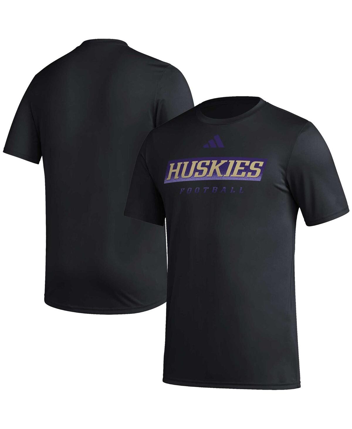 Men's adidasWashington Huskies Football Practice Aeroready Pregame T-shirt - Black
