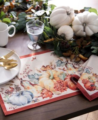 Botanical Harvest Pumpkin Engineered Napkins, Set of 4, 17" x 17"