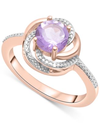 2-Pc. Set Pink Amethyst (1-1/2 ct. t.w.) & Diamond Accent Spiral Pendant Necklace & Matching Ring in 14k Rose Gold-Plated Sterling Silver (Also in Blue Topaz & Citrine)