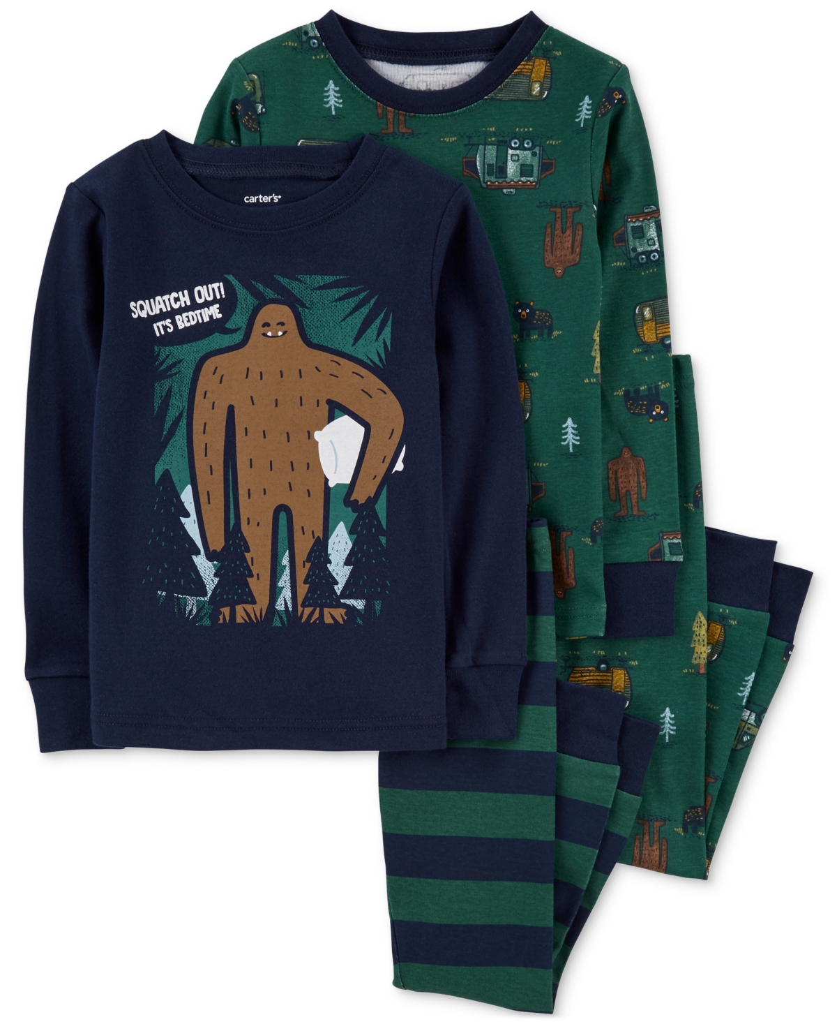 Carter's Baby Boys 4-pc. Bigfoot Snug-fit Cotton Pajamas Set In Print