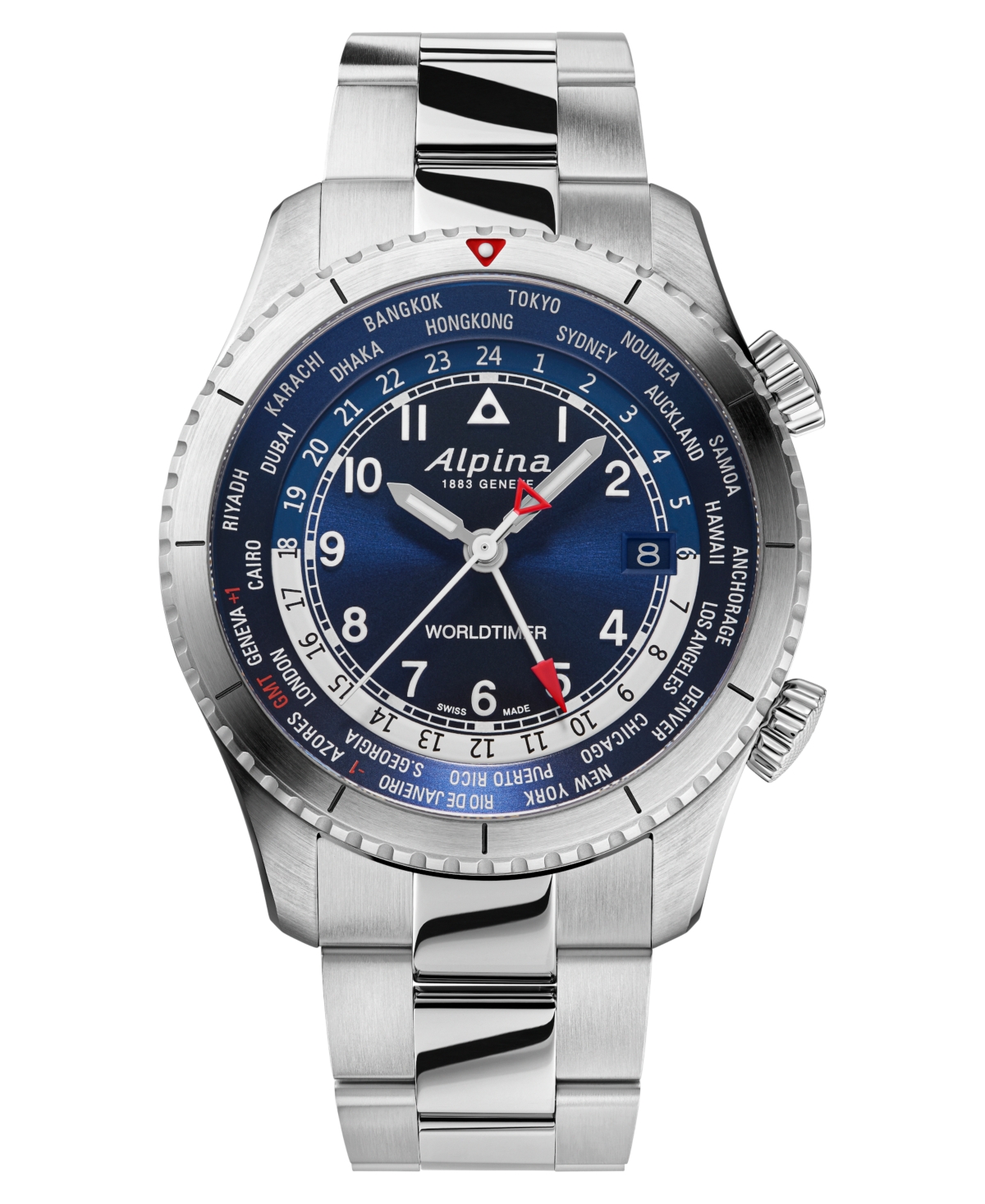 Alpina Men's Swiss Startimer Pilot Stainless Steel Bracelet Watch 41mm In Silver-tone