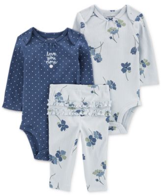 Carter's - Baby Girls Floral Bodysuits and Pants, 3 Piece Set