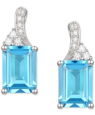 Amethyst (1-5/8 ct. t.w.) & Lab-Grown White Sapphire (1/10 ct. t.w.) Stud Earrings in 14k Gold-Plated Sterling Silver (Also in Blue Topaz & Lab-Grown Opal)