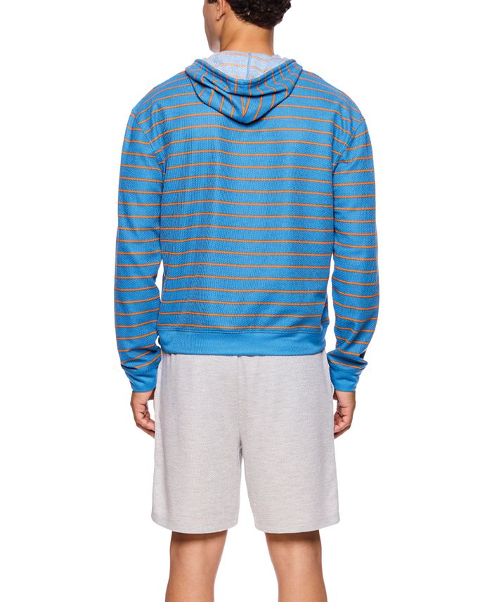 Joe Boxer Men's WaffleKnit Fun Stripe LickyPrint Hooded Pajama T