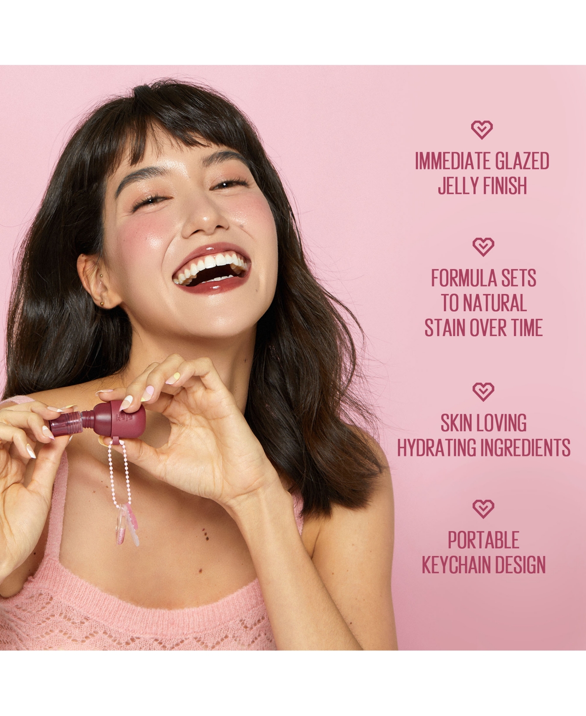 Kaja Jelly Charm Glazed Lip Stain & Blush With Keychain, oz.