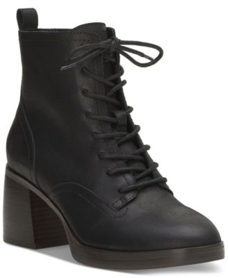 Lucky Brand Women s Qiama Lace Up Heeled Combat Booties Macy s