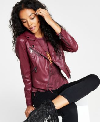 Women's Venom Faux-Leather Cropped Moto Jacket 