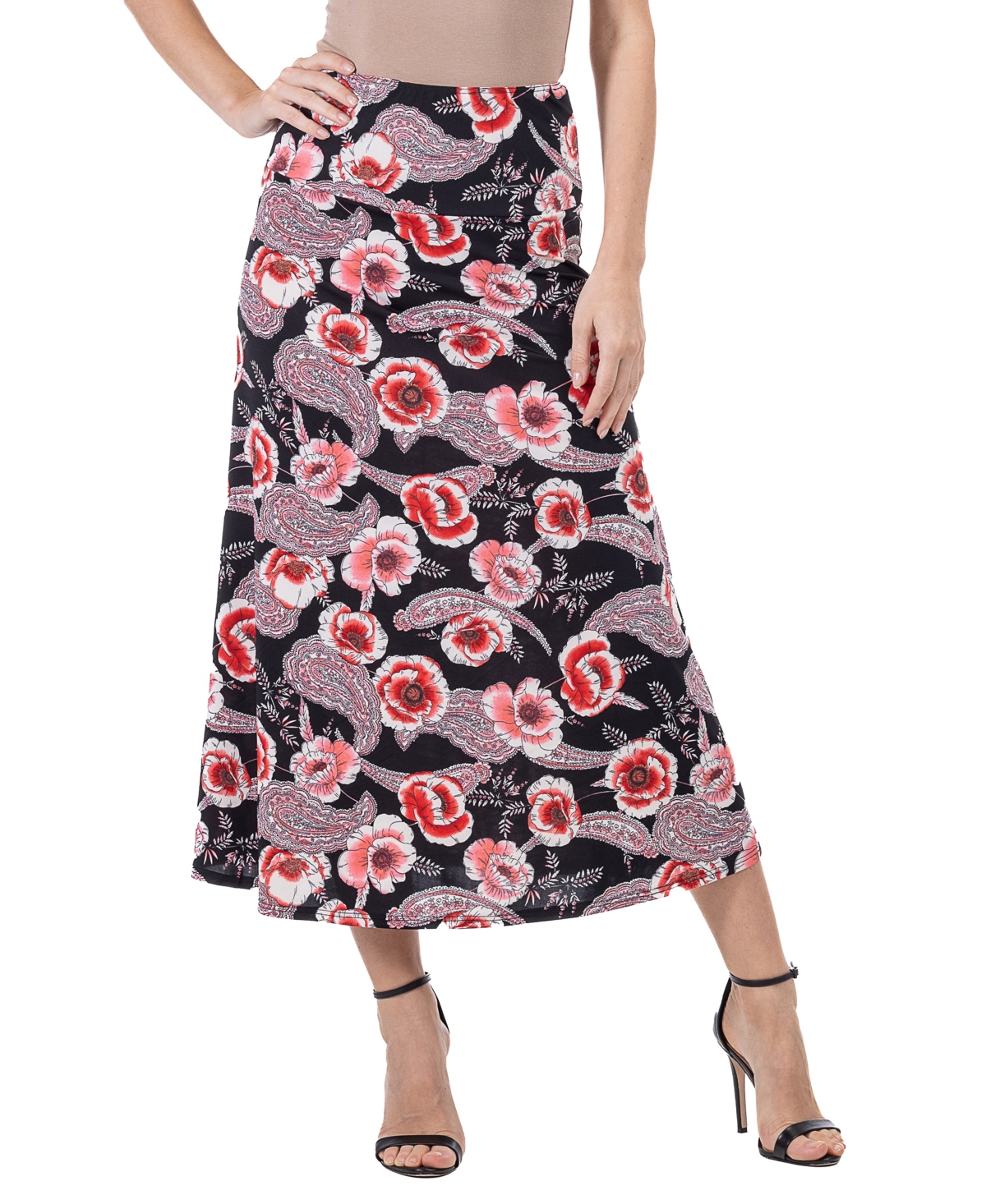 Women's Floral Maxi Skirt - Pink Multi
