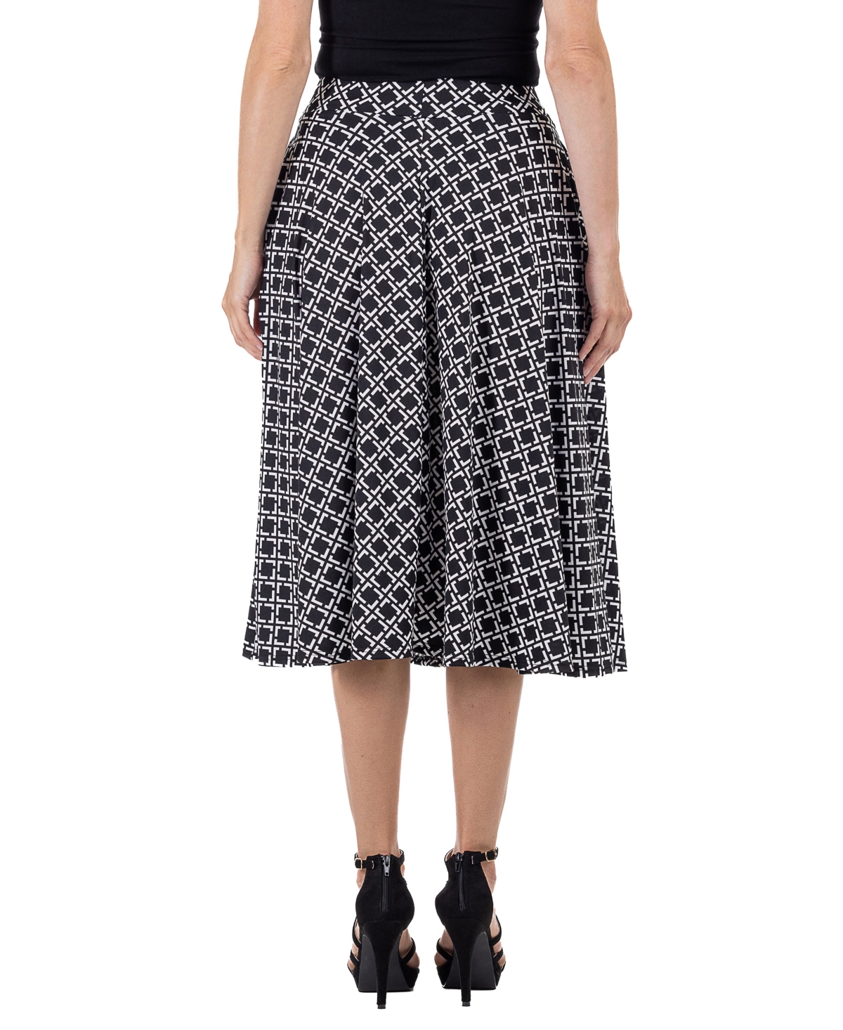 24seven Comfort Apparel Women's Diamond Print A-Line Midi Skirt