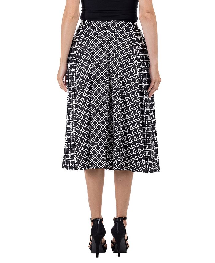24seven Comfort Apparel Women's Diamond Print A-Line Midi Skirt - Macy's