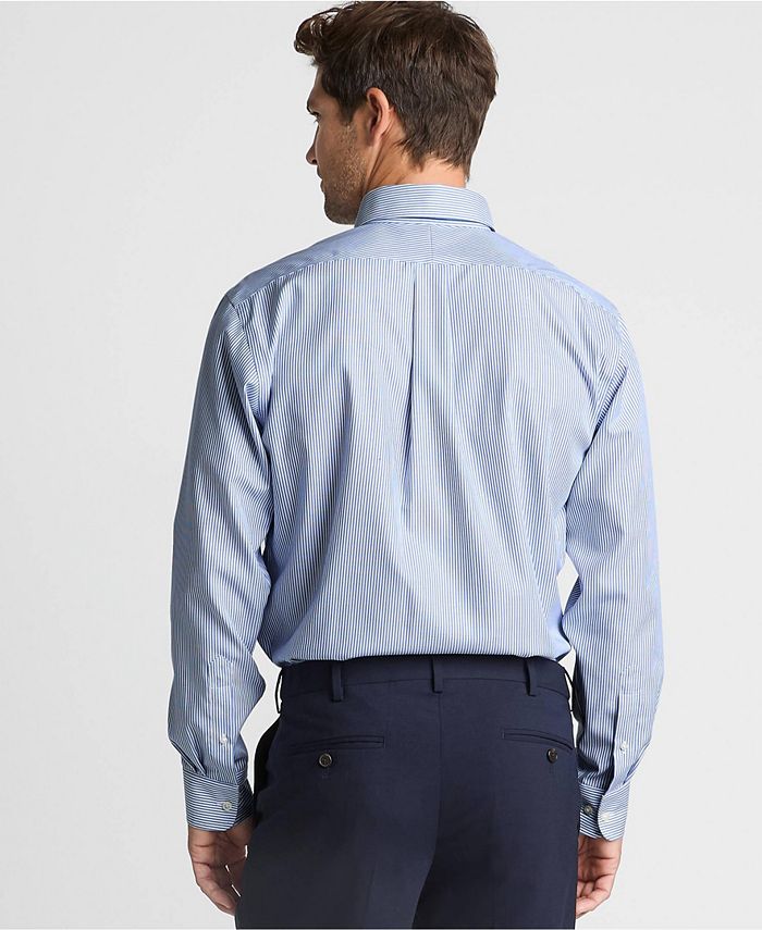 Lands' End Men's Pattern No Iron Supima Pinpoint Button Down Collar