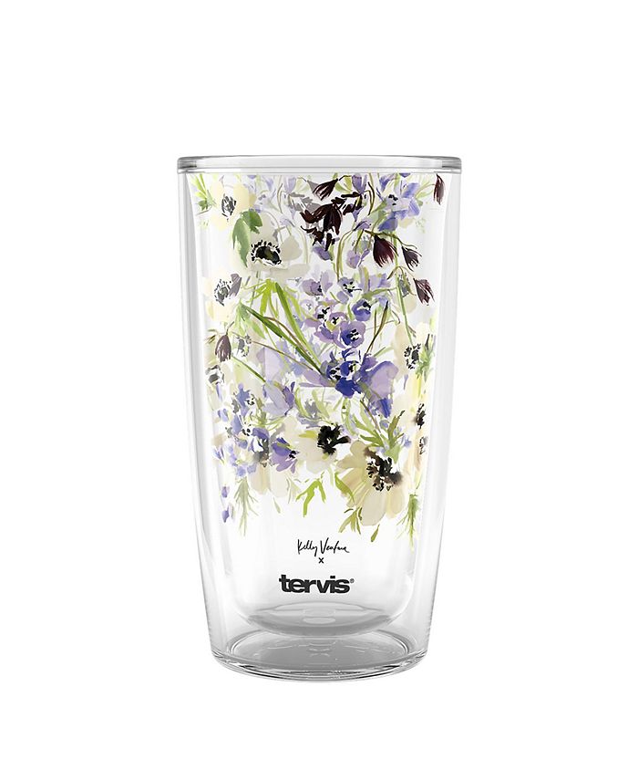 Tervis Mint Grandma Floral Bicchiere Termico Isolato Con Coperchio, In Tritan, Trasparente, Per Bevande Calde E Fredde