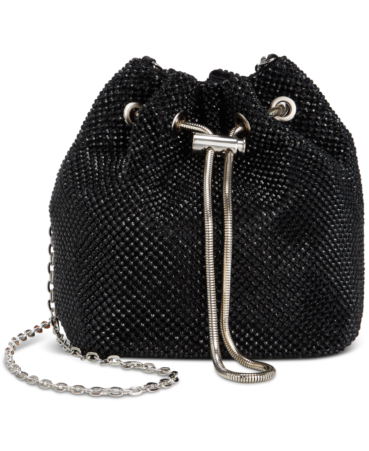 I.n.c. International Concepts Mini Drawstring Diamond Mesh Bucket Bag Created for Macy s Silver Smart Closet
