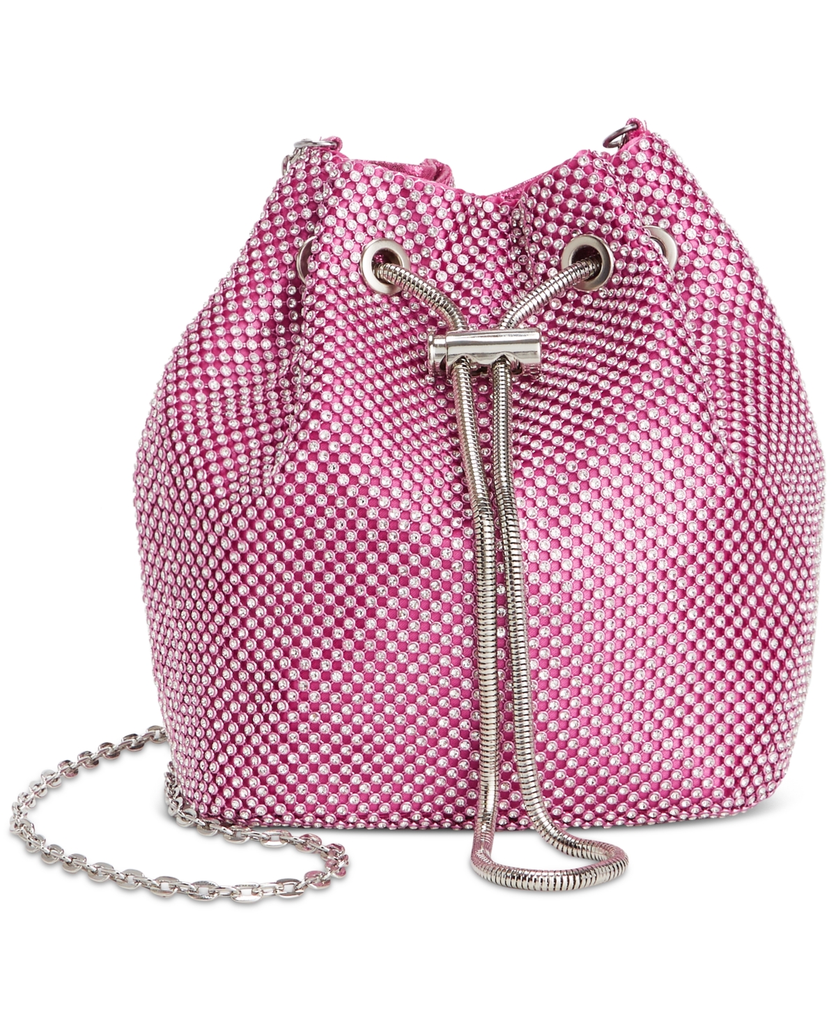 Inc International Concepts Mini Drawstring Diamond Mesh Bucket Bag, Created For Macy's In Fuchsia