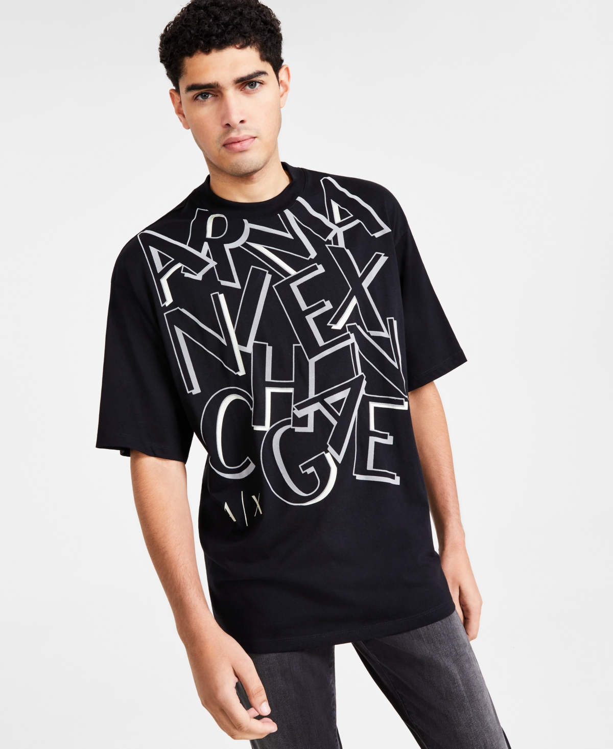 Ax Armani Exchange Men's Relaxed-fit Short-sleeve Logo Graphic T-shirt In Black