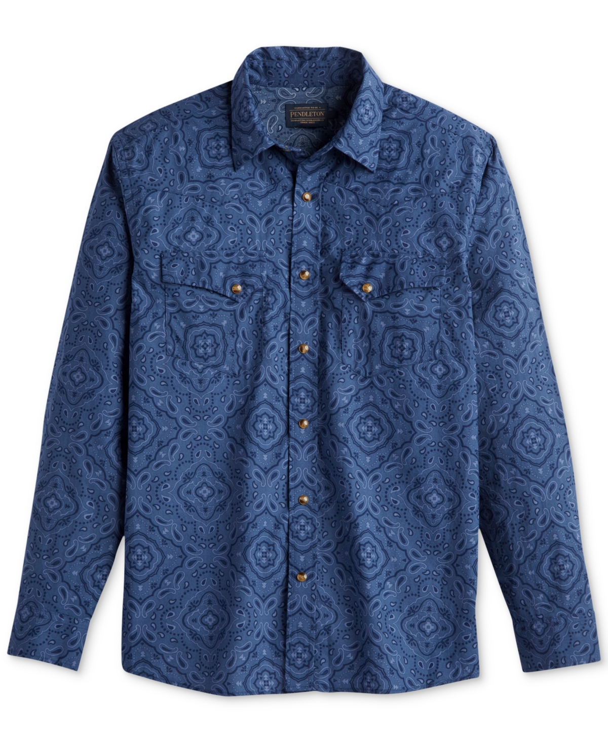 Pendleton Men's Laramie Paisley Geo-print Button-down Western Shirt In Indigo Blue