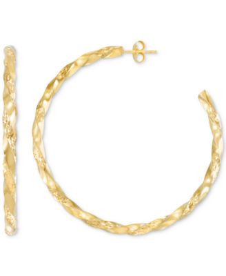 Macy's - Diamond-Cut C-Hoop Earrings in 14k Gold Vermeil over Sterling Silver or Sterling Silver