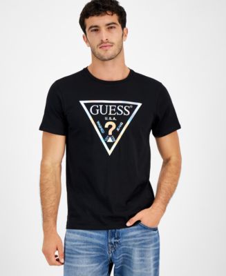 GUESS Men's Iridescent Foil Logo-Print Crewneck T-Shirt - Macy's