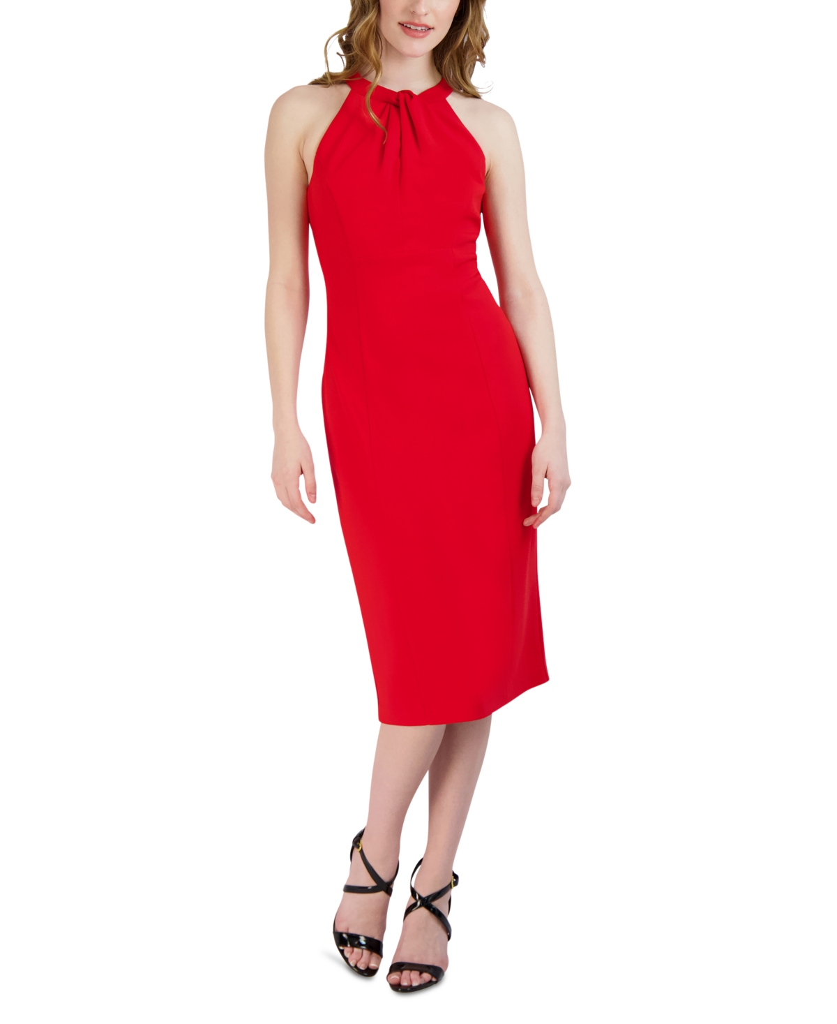 Shop Julia Jordan Halter-neck Sleeveless Sheath Dress In Red