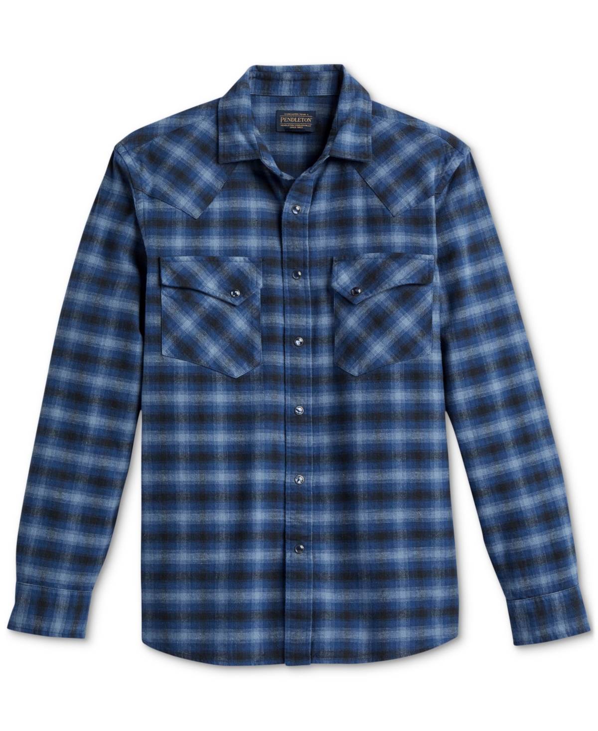 Pendleton Men's Wyatt Plaid Button-down Western Shirt In Charcoal,denim Blue Plaid