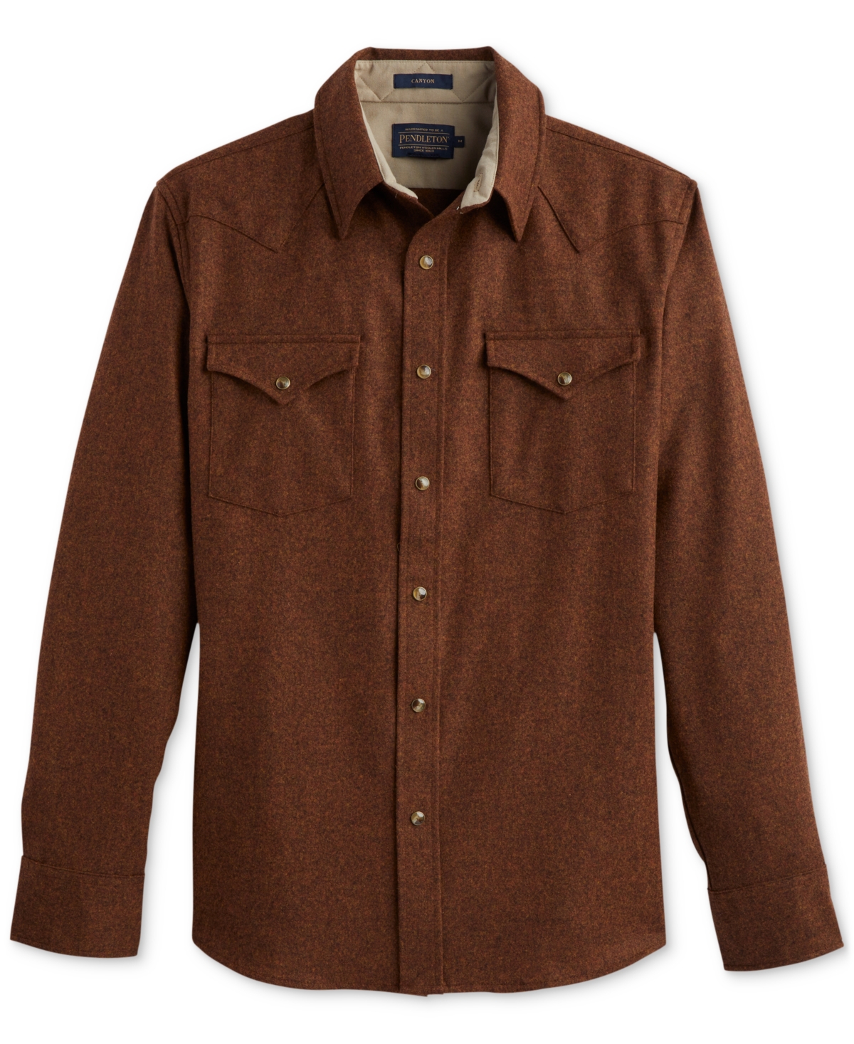 Pendleton Men's Canyon Standard-fit Button-down Wool Western Shirt In Rust Solid