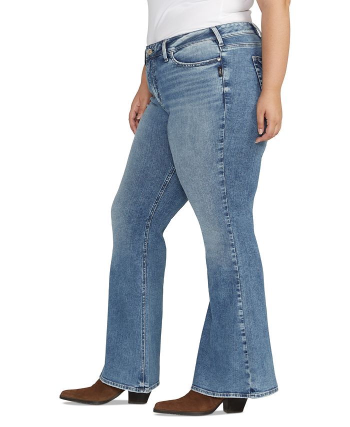 Silver Jeans Co. Plus Size Suki Mid-Rise Curvy-Fit Flare-Leg Jeans - Macy's