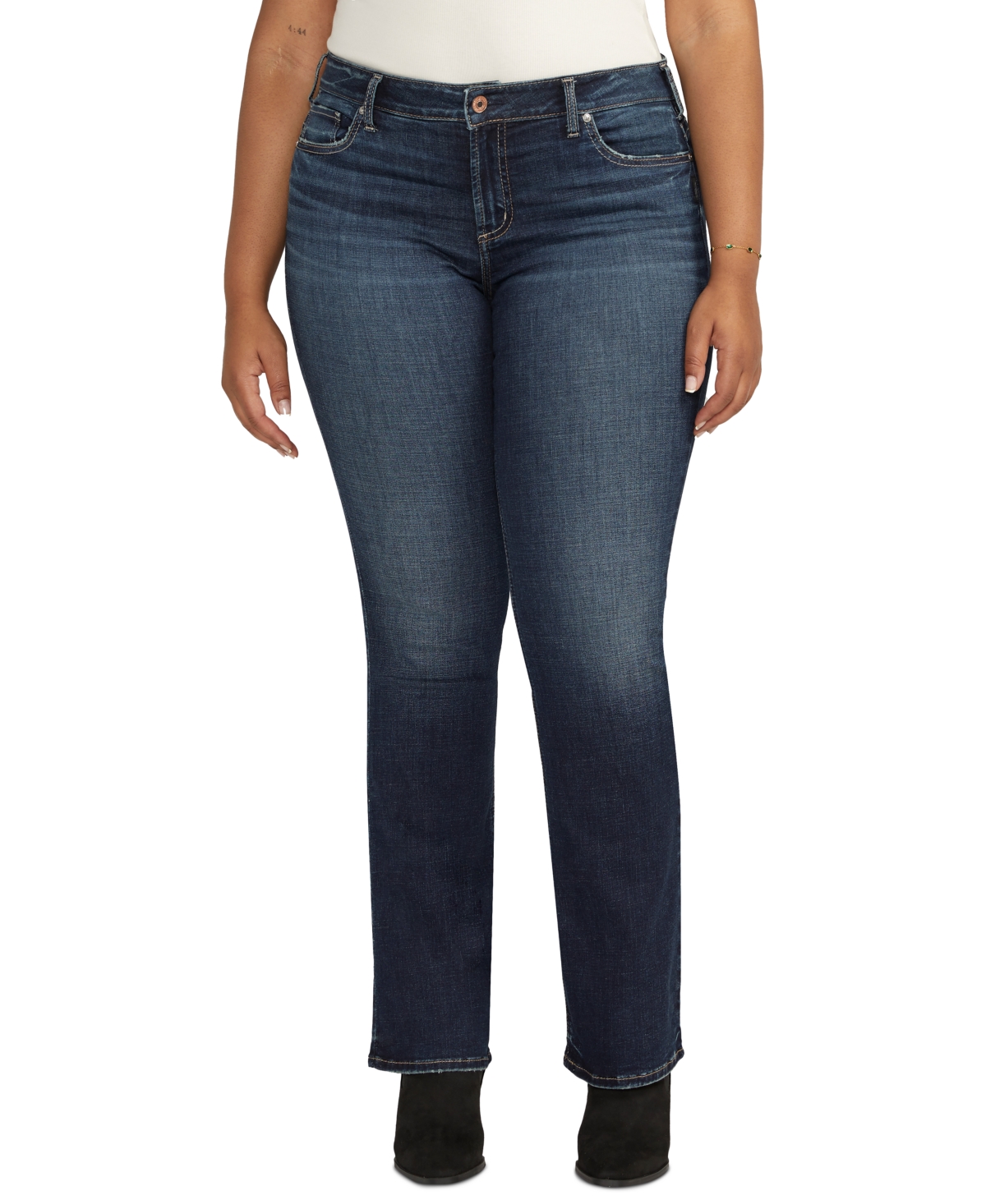 Silver Jeans Co. Plus Size Elyse Mid-rise Comfort-fit Slim Bootcut Jeans In Indigo