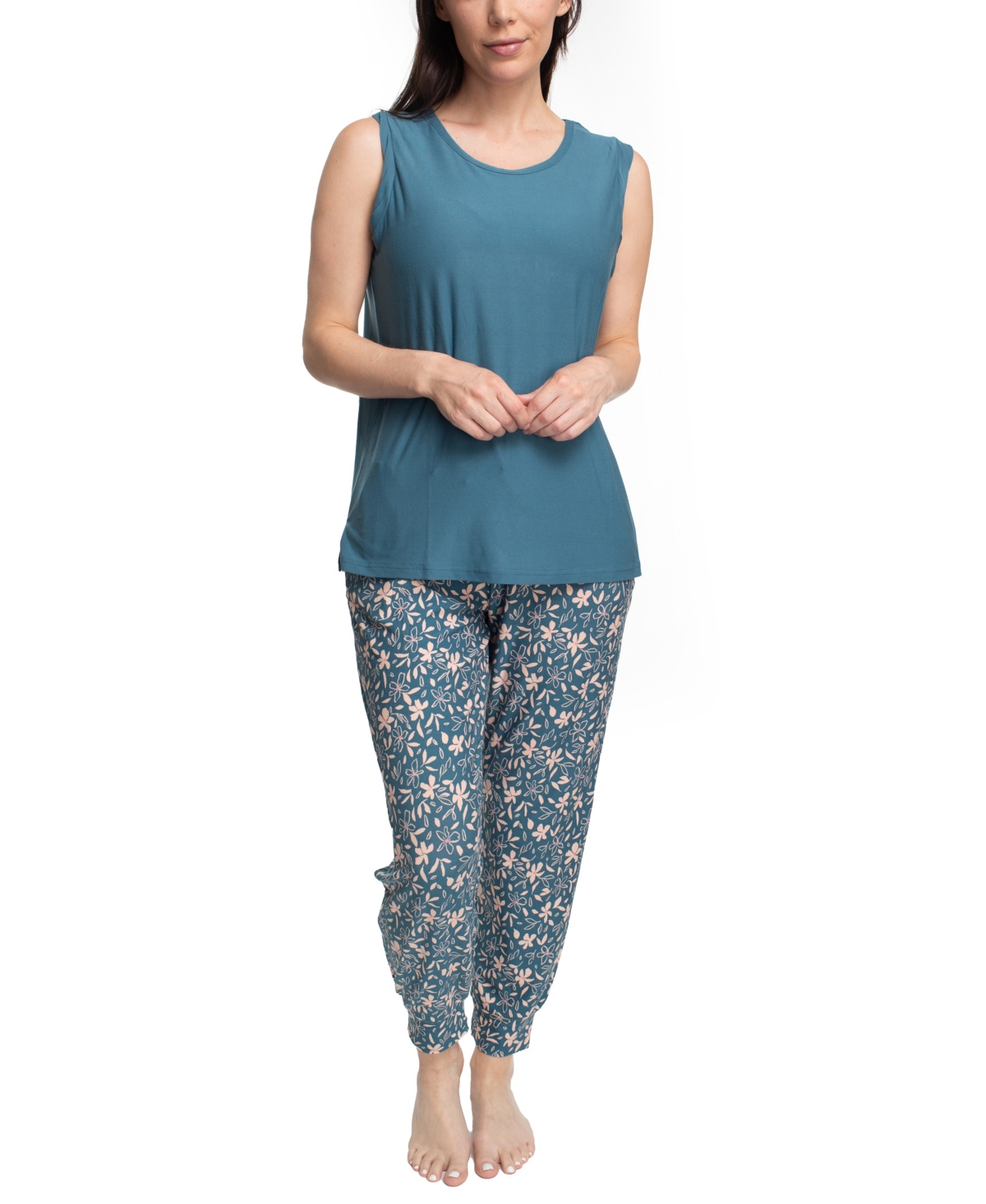 Muk Luks Plus Size 2 Piece Cloud Knit And Joggers Sleep Set In Blue