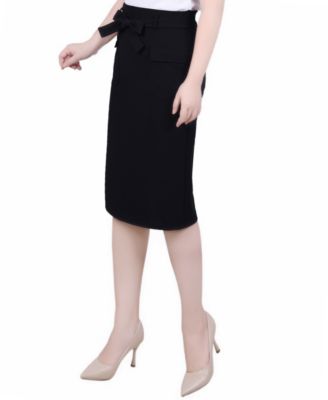 Petite Slim Belted Scuba Crepe Skirt