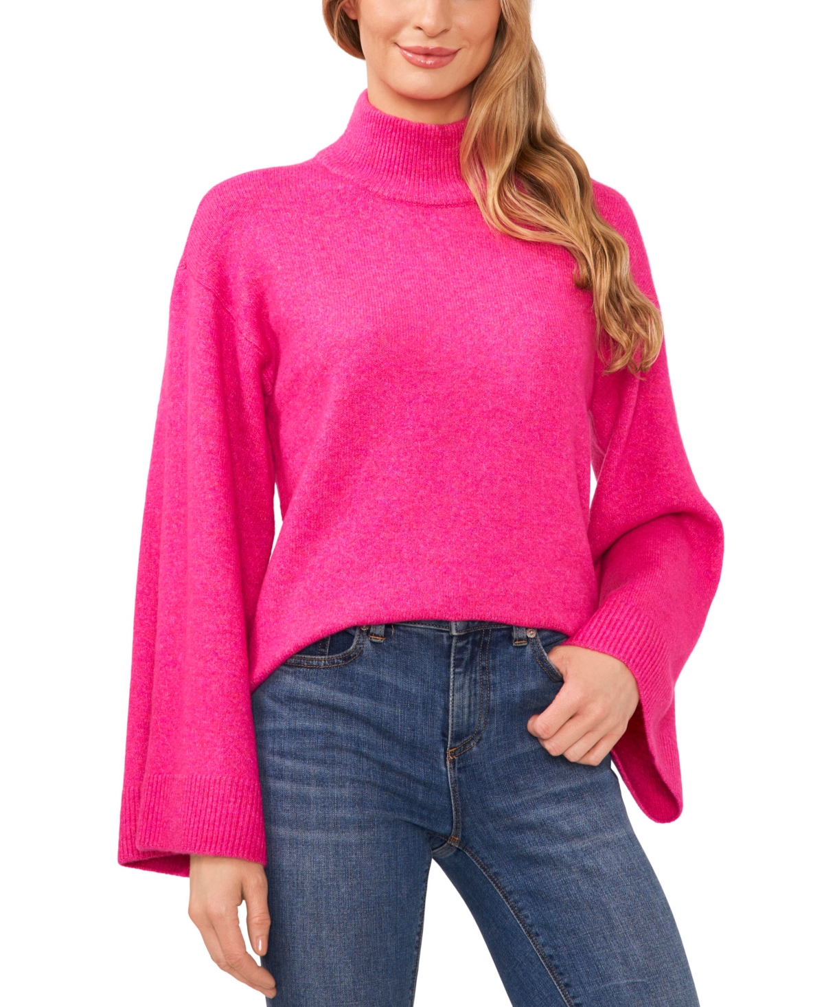 Cece Women's Cozy Mock Neck Bell Sleeve Sweater In Paradox
