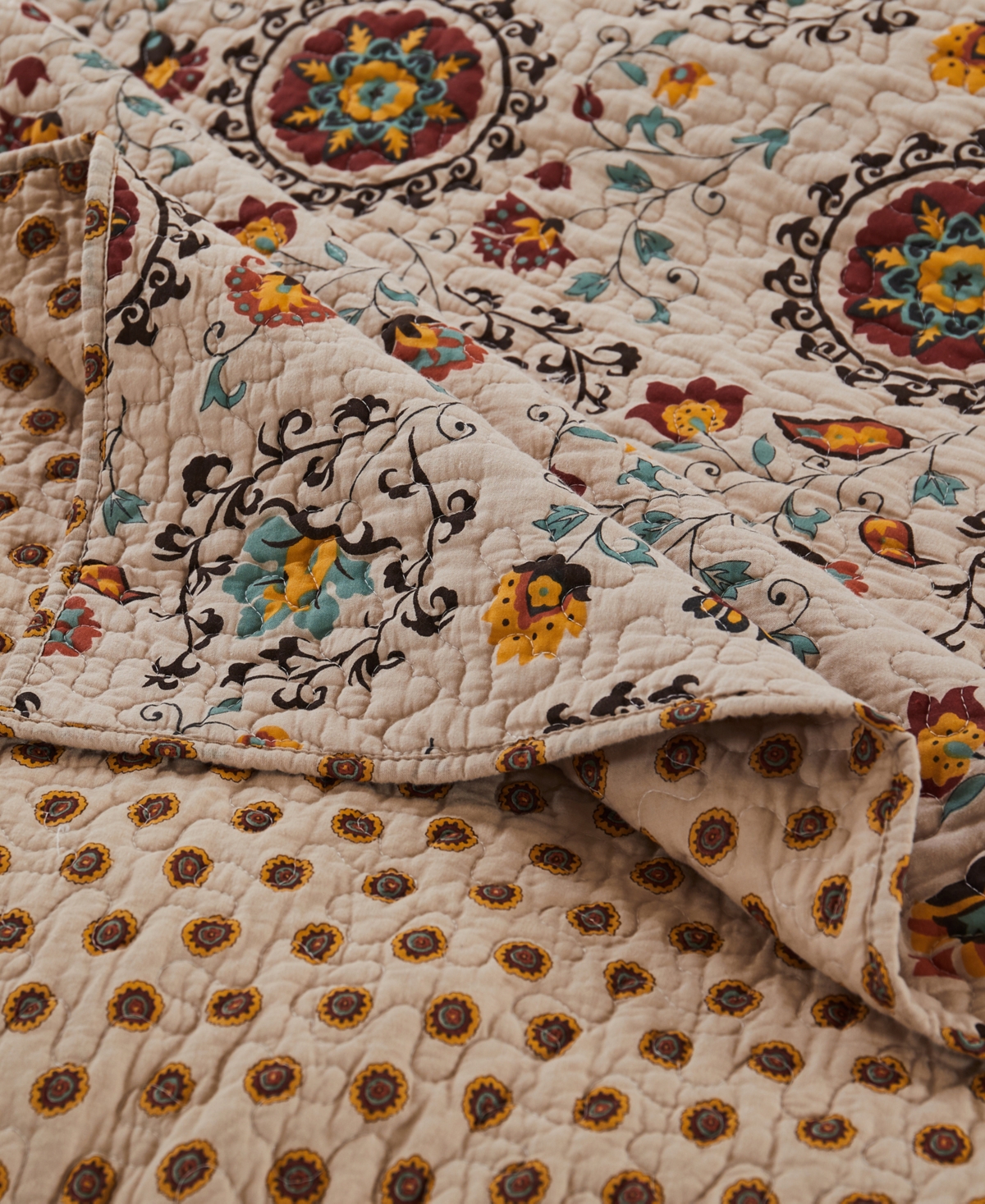 Greenland Home Fashions Andorra Cotton Reversible 4 Piece Quilt Set, Twin/twin Xl In Taupe