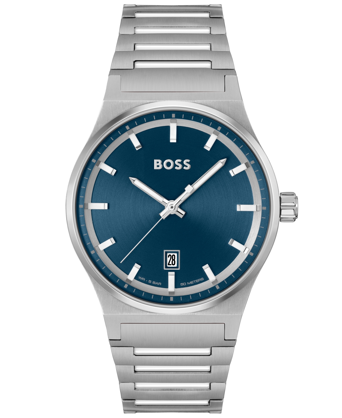 Shop Hugo Boss Boss Men's Candor Quartz Basic Calendar Stainless Steel Watch 41mm In Silver