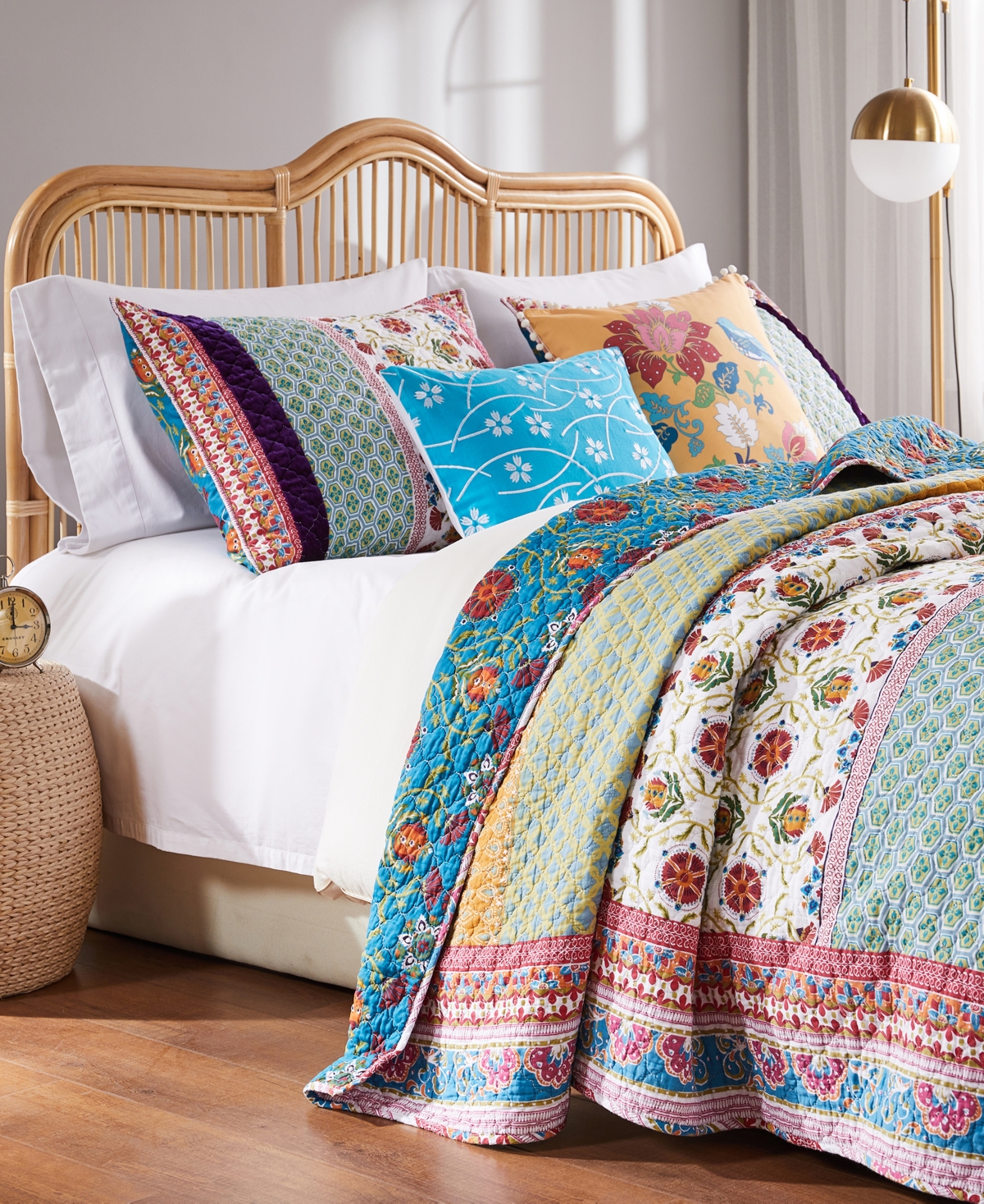 Greenland Home Fashions Thalia Cotton Reversible 4 Piece Quilt Set, Twin/twin Xl In Multi