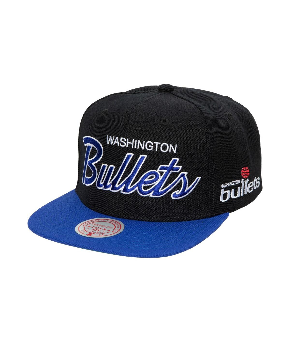 Mitchell & Ness Men's  Black Washington Bullets Hardwood Classics Mvp Team Script 2.0 Snapback Hat